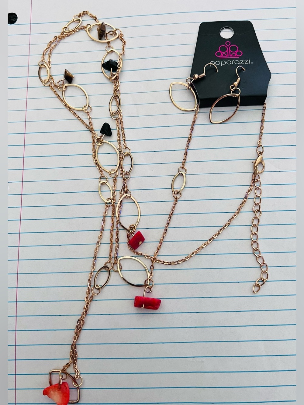 Paparazzi Long Dainty Necklace with matching earrings